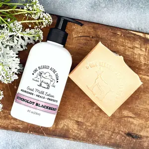 Humboldt Blackberry One Blessed Acre Farm Goat Milk Lotion for Hands and Body - 8 Ounce Gentle Moisturizing