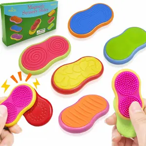 6pcs Sensory Stress Relief Magnetic Toys, Textured Silicone Sliders, Anxiety Relief, Fun Desk Accessories, Ideal for Adults & Travel, Stress Relief Fidgeting