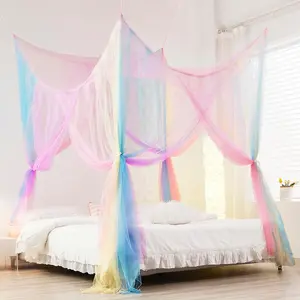 1pc Rainbow Canopy Bed Curtains Princess Bed Canopy for Girls Bed Drapes Netting Bedroom Decoration