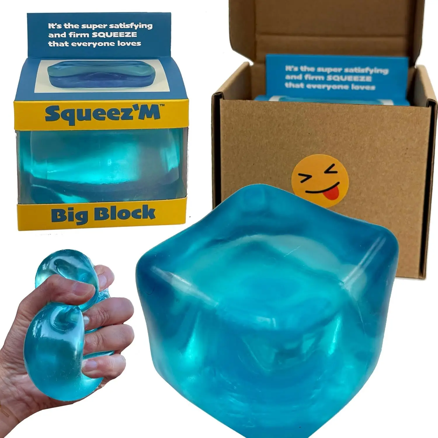 Original Big Block Premium Stress Cube, Squishy Fidget Toy, Kids & Adults | Non-toxic ASTM certified, US family-owned, easy replacement, jumbo sensory squeeze cube for stress relief