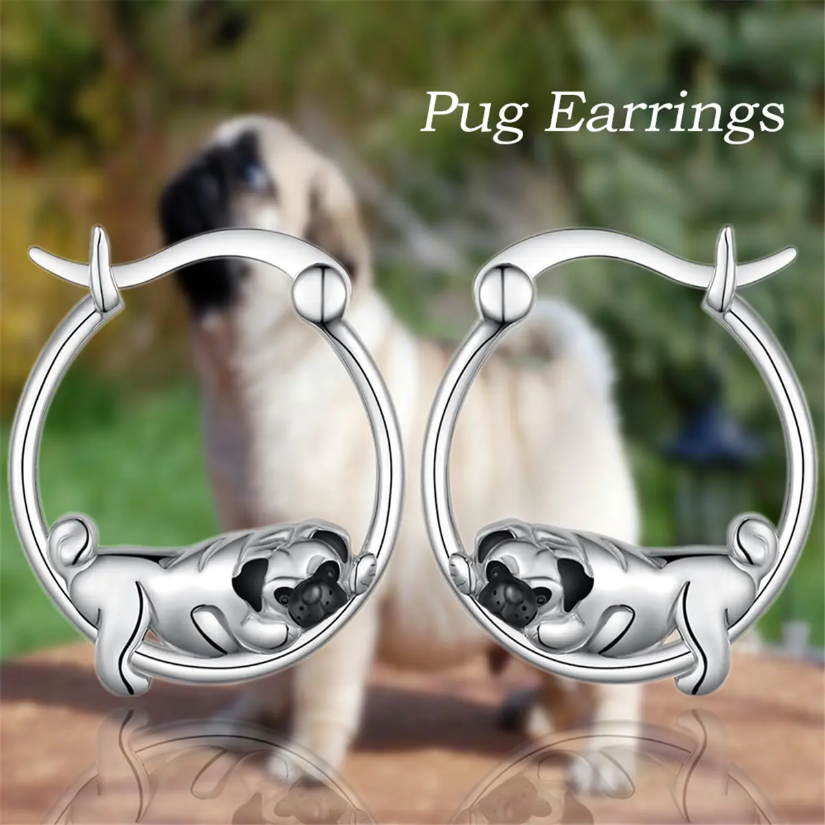 Playful Pug Stud Earrings for Women, Hypoallergenic Alloy Animal Theme Jewelry, Dainty Daily Wear Gift for Pet Lovers, Daily Wear Earrings, Playful Look, Puppy Motif, Unisex Fit, Birthday, Alloy Zircon