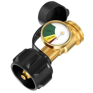 Propane Tank Gauge, Propane Tank Gauge Level Indicator with QCC1/Type 1 Connector for 5-40lb Propane Tank, Propane Pressure Gauge with Leak Detector Suitable for BBQ Gas Grill, Heater, Fire Pit