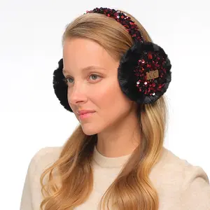 Faux Fur Sparkling Sequin Earmuff - Glamorous Winter Accessory for Ultimate Warmth