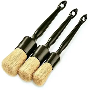 3-Piece Car Detail Brush Set, Pig Hair Brushes for Dashboard Cleaning, Gap Air Vent Dust Cleaner, Interior Detailing Tool, Car Detailing Tools, Car Detailing Accessories, Car Detailing Products