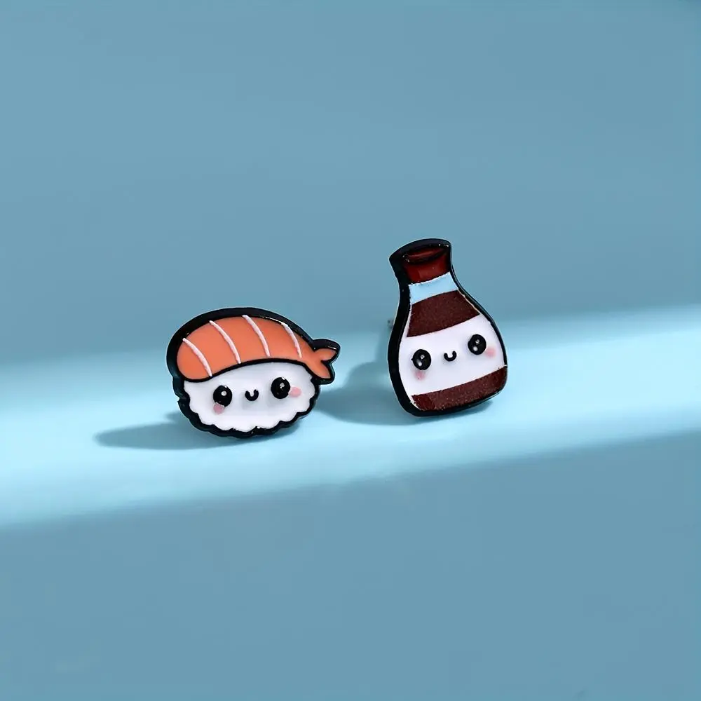 Cute sushi roll earrings - -themed enamel studs suitable for parties, casual attire & sushi lovers gift, for teenager