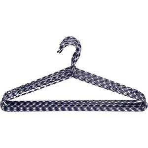 Clothes Hangers 10 Pack Stylish Fabric Wrapped Metal, Space Saving Coat, Velvet, Pant Hangers for Closet Organization, Durable Non-Slip, Navy/White Wardrobe Essentials Bulk Storage