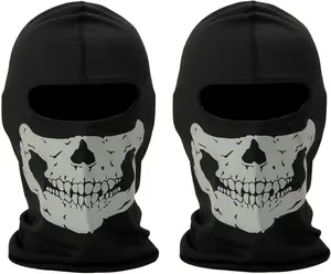 2 Pack Balaclava Black Ghosts Skull Full  Mask for Men Women  Party Halloween   Cycling Outdoor Skateboard Hiking Skiing