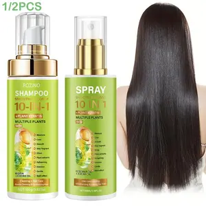 10-In-1 Hair Care Spray & Shampoo Set, Natural Volumizing Smooth Silky Shine Nourishing Moisturizing for Frizzy Hair, Complete Hair Treatment Kit
