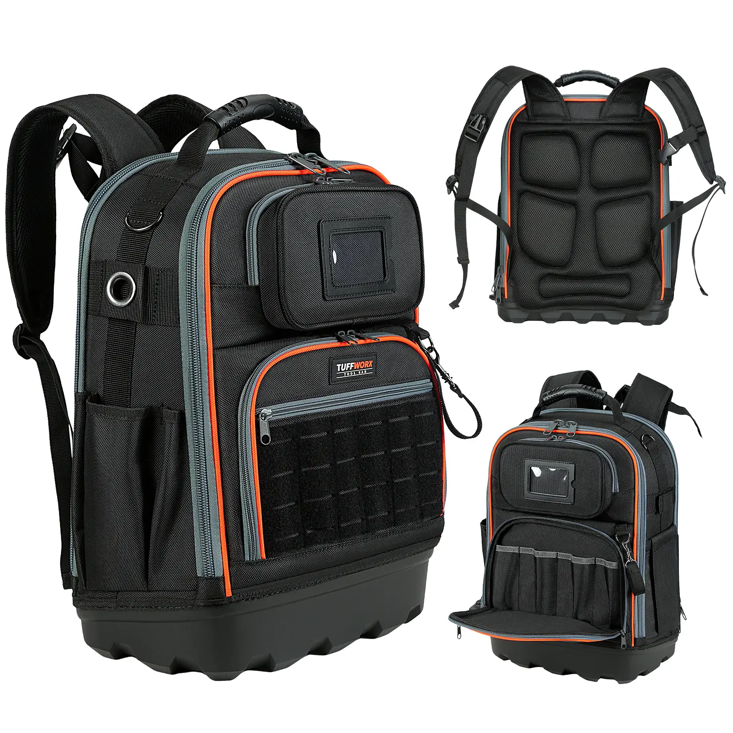 TUFFWORX Tool Backpack, 35 Pockets, 18.5 x 13.7 x 7.8 Inches, Black and Orange, Water-Repellent TUFFWORX Tool Backpack, 35 Pockets, 18.5 x 13.7 x 7.8 Inches, Black and Orange, Water-Repellent