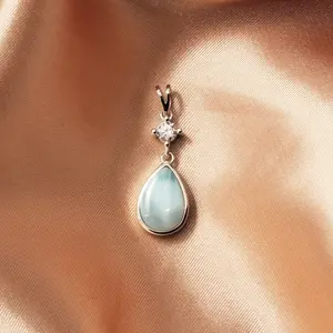 Larimar Teardrop Pendant Necklace