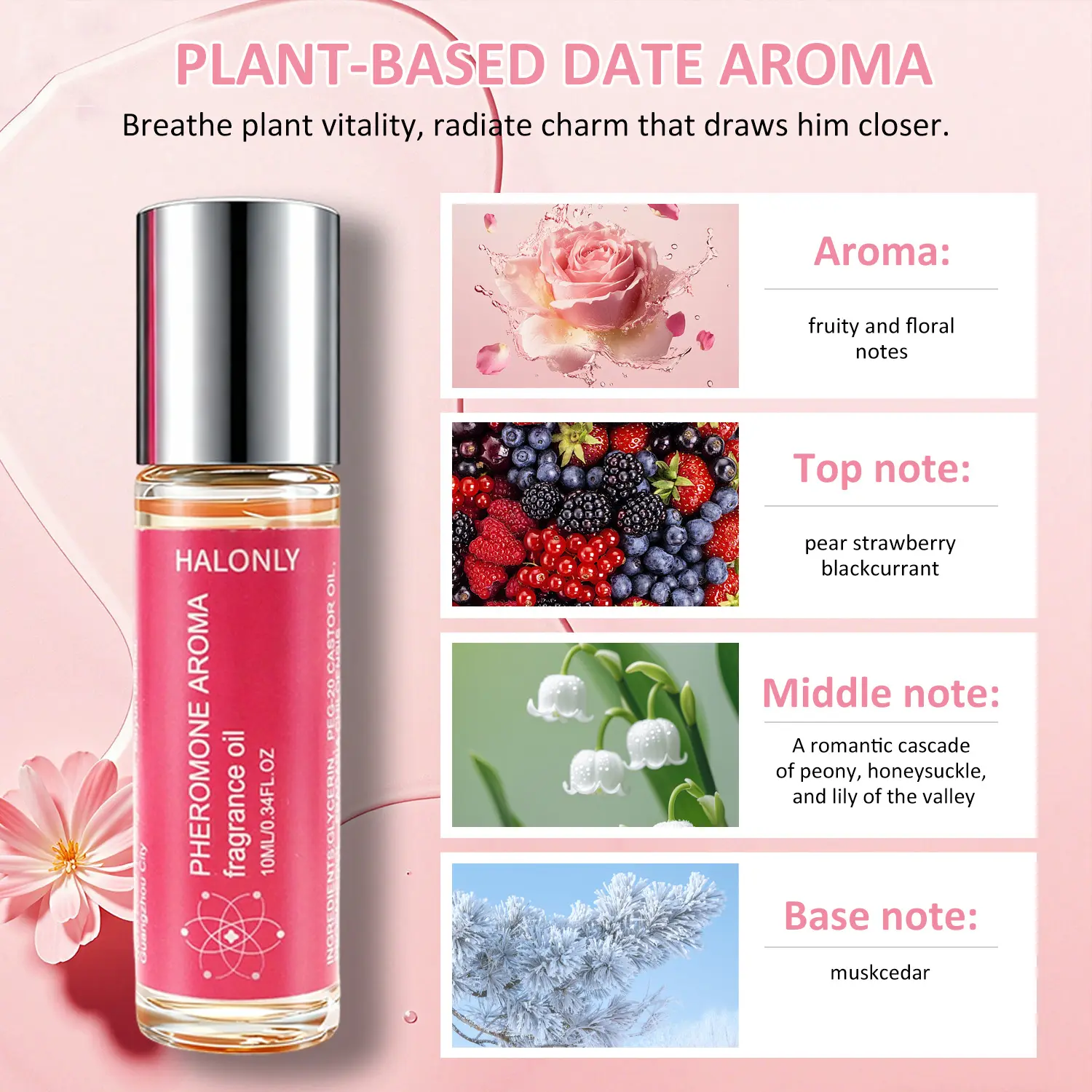 （Halonly）： Roll-On Pheromone Perfume Oil for Women, Natural Essential Oil Infused Long-Lasting Fragrance, Travel-Size Aroma with Italian Pheromones, Clean Beauty Fragrance for Daily & Social Moments Floral Lavender Scent,summer outifit