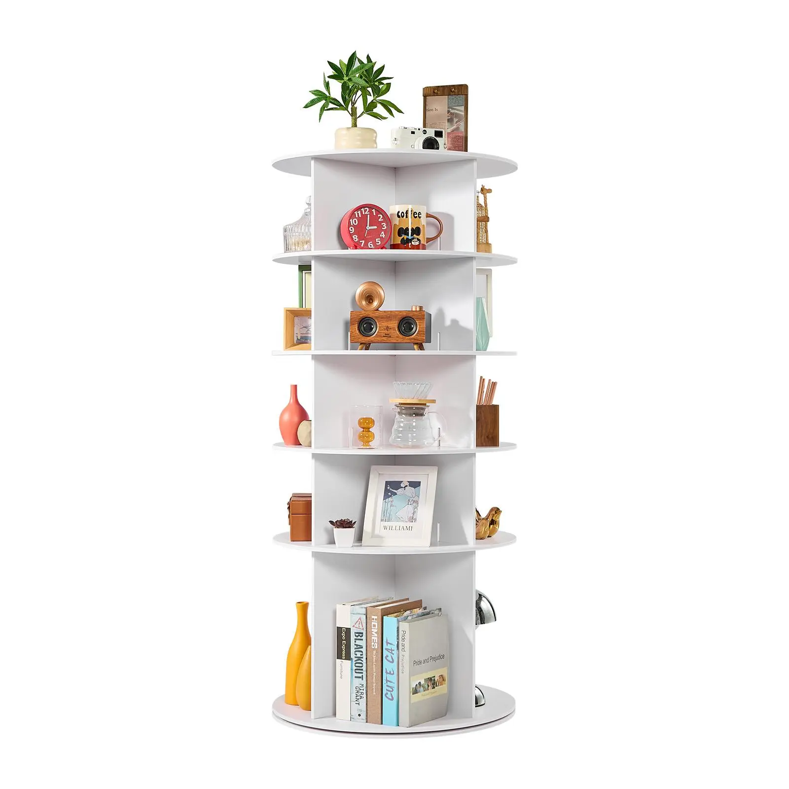 VEVOR 5-Tier 360° Rotating Shoe Cabinet Organizer - 40cm PVC Panels Freestanding Lazy Susan, Small Room Organization Product, Minimal Hallway Furniture for Bedroom Entryway Storage