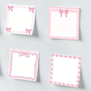 4 Pcs Bow Sticker Set, Self-Adhesive Paper Notes, Convenient Sticky Notes Book, Printed Design, No Ca Prop 65