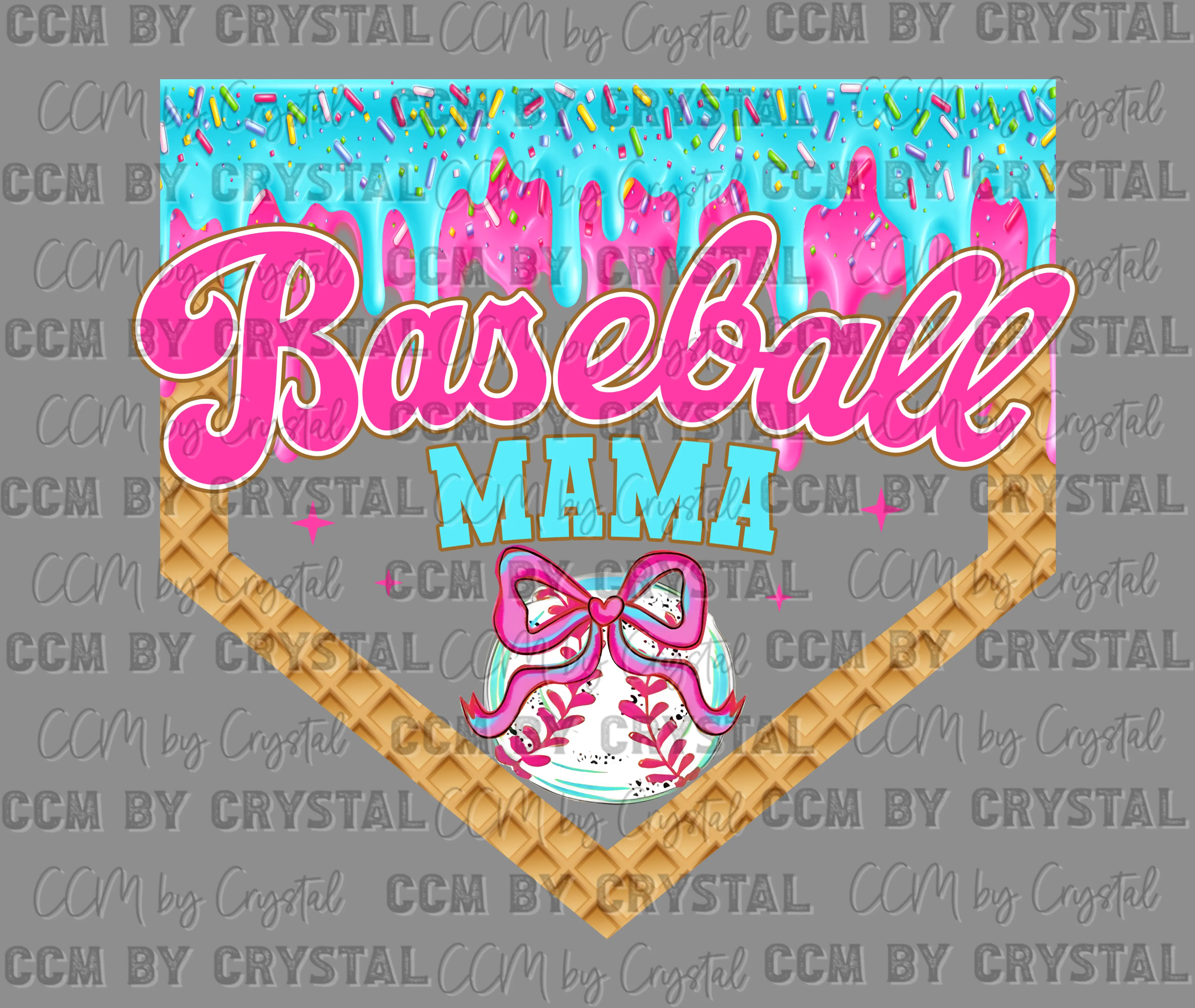 Baseball Mama Drip Ice Cream Ready to Press DTF Transfer for T-Shirts Ready to Press Sublimation CCMbyCrystal