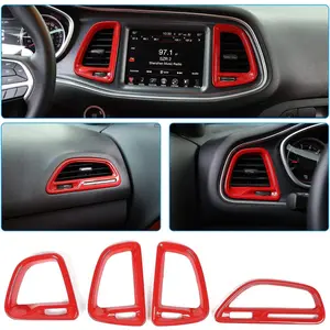 for Dodge Challenger 2015-2024 Center Console Air Condition Outlet Vent Trim Accessories for Dodge Challenger 2015 2016 2017 2018 2019 2020 2021 2022 2023 2024(Red, 4ps)