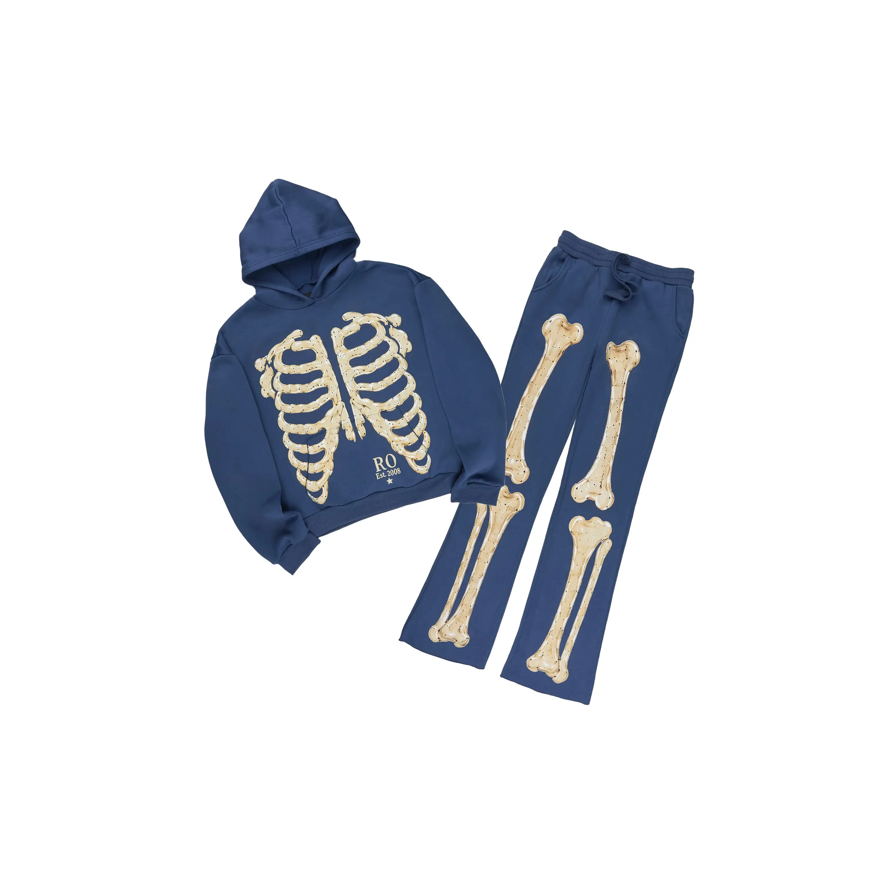 Boys Misrev Toddler Navy/Beige Stacked Hoodie Track Set Boys Misrev Toddler Navy/Beige Stacked Hoodie Track Set