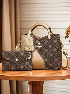 Women's Fashionable Letter Pattern Shoulder Bag & Wallet, Casual Versatile Pu Leather Crossbody Bag & Wallet, Trendy All-match Bag Set for Daily Use, Handbag Shoulder Bag