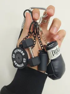 Creative DIY sports-themed barbell keychain/pendant — packaging decoration accessory for fitness enthusiasts; unisex gift; high-quality fashion accessory