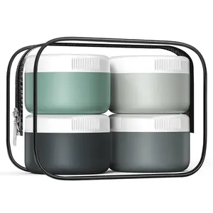 4 Pack Travel Containers for Toiletries, Silicone Cream Jars BPA Free, TSA Approved 2oz Travel Size Containers, Leak-proof Travel Essentials with Lid for Cosmetic Face Hand Body Cream
