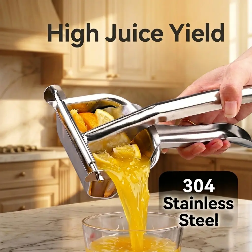 Manual Citrus Juicer - Hand Juicer Squeezer, 304 Stainless Steel Manual Juicer, Detachable Head for Easy Cleaning, Kitchen & Camping Tool