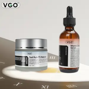 VGO Vitamin C Facial SerumEssence, 30ml/ 60ml,VGO SnailMucin 92% Moisturizer Daily FaceGel Cream for Dry &Sensitive Skin, 50g /1.76oz Cleanser MoistureMoisturizingSkincare mucin snail original