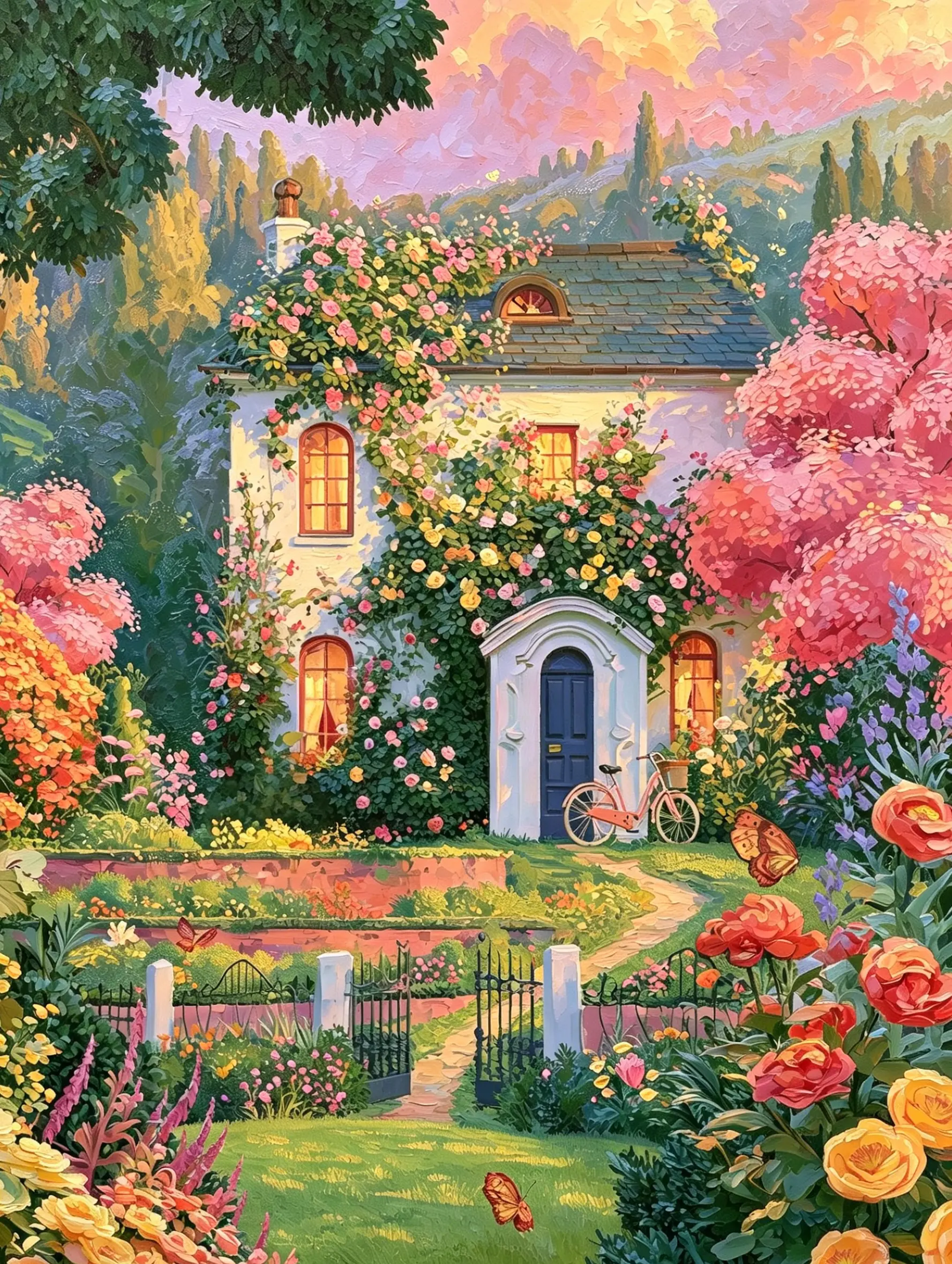 1000 Piece Jigsaw Puzzle for Adults | Premium Thick Cardboard | Challenging & Relaxing Family Game | Beautiful Home Decor & Gift | Pastel Garden Villa | Floral Countryside Oil Painting