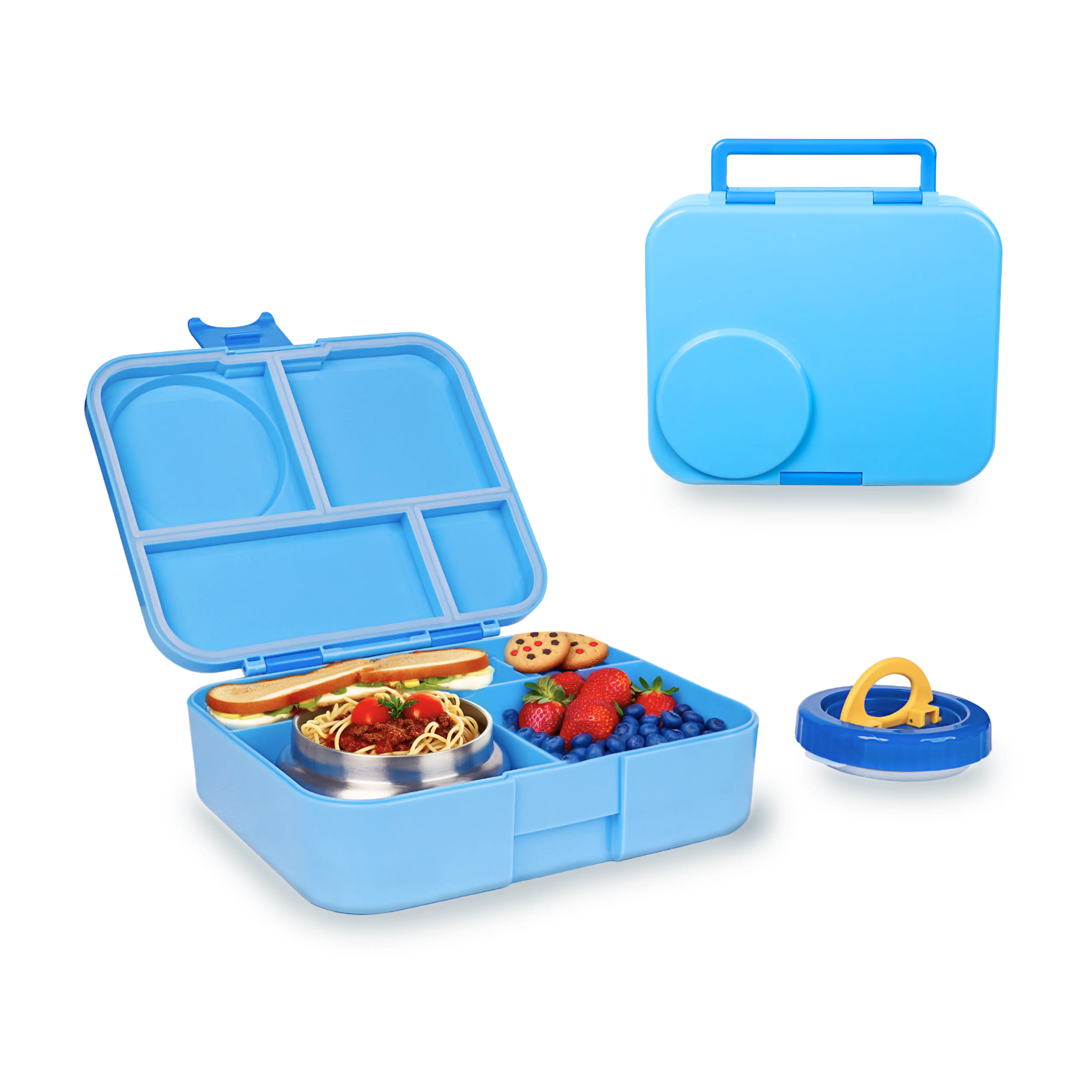 4 Compartment Bento Lunch Box with Soup Thermo BPA Free Leakproof Portable Container for Home Office School 1 Count
