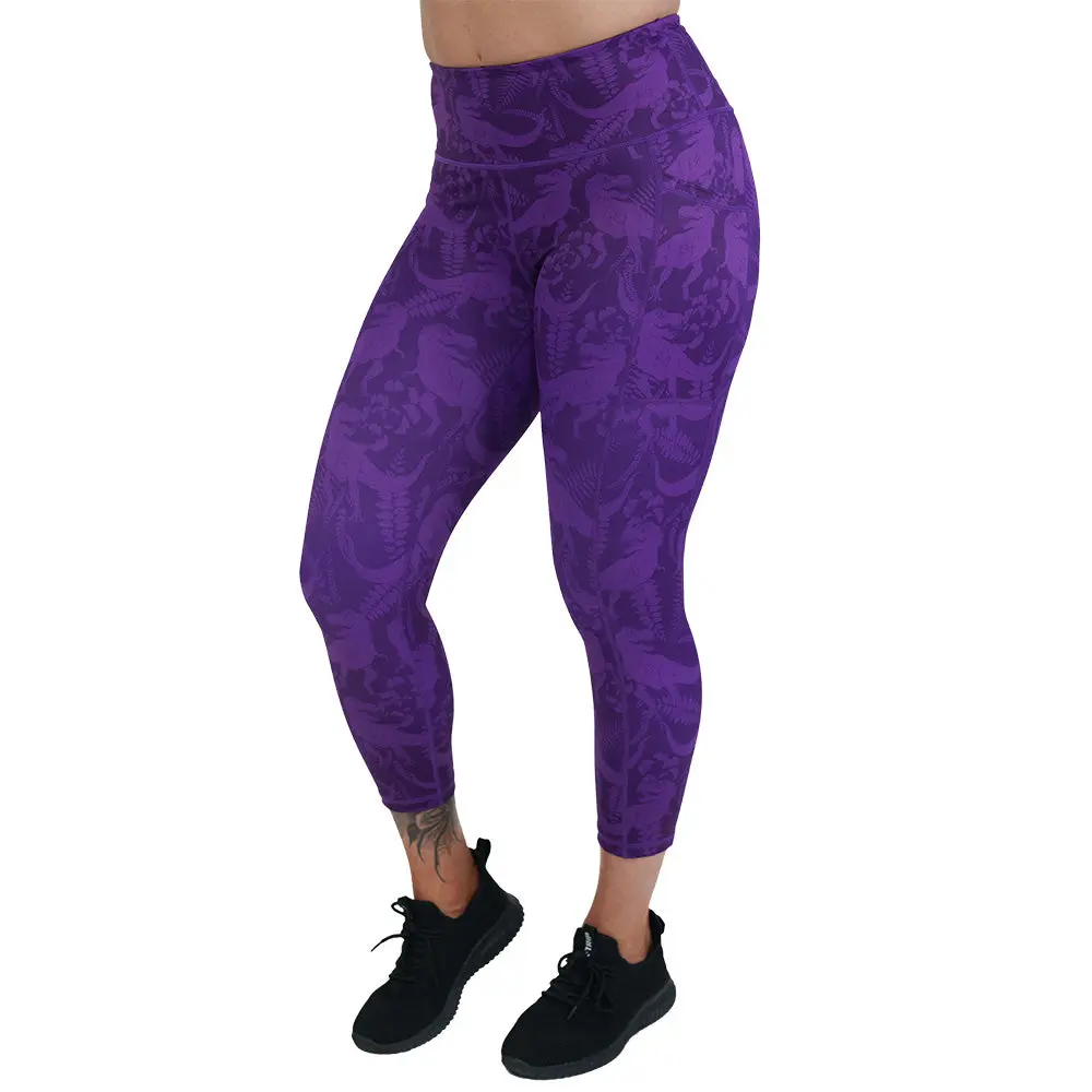 CVG Purple T-Flex High-Fit Lycra Activewear Women's Sports Leggings - Lightweight Stretch Athletic Bottoms, High-Fit Women's Sports Leggings