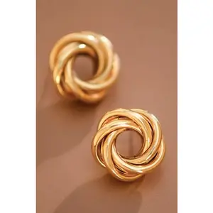 Gold Twist Stud Earrings
