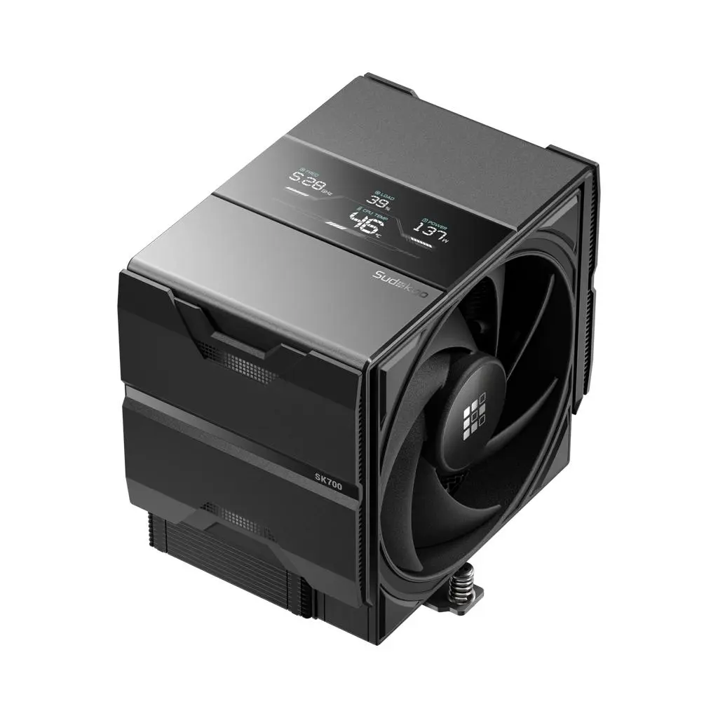 Sudokoo SK700V AM5-Focused CPU Cooler with 220W Heat Dissipation, Digital Precision Quad-Segmented Display, 3-Phase Fan for Enhanced Airflow, Quiet Performance, and 5-Year Warranty