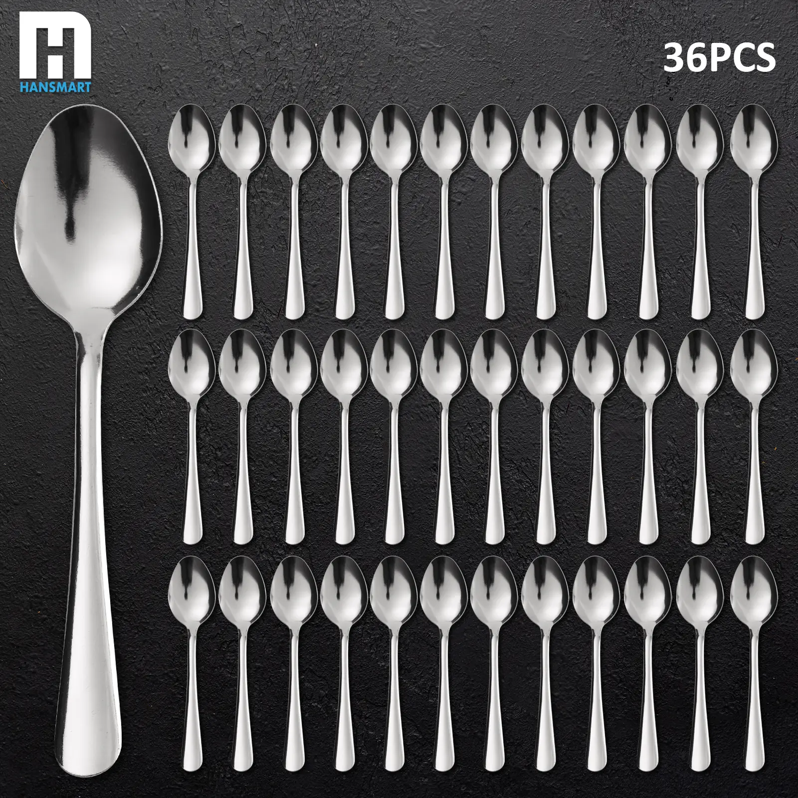 36 Pieces Windsor Style Stainless Steel Teaspoons Utensil Set, Classic Sturdy Kitchen Cutlery Set, Dishwasher Safe Modern Tableware for Home Dinning, Tableware Kit for Cafe Use