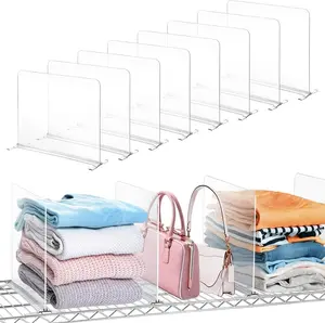 12 Pack Clear Acrylic Shelf Dividers for Wire Shelves, Closet Organizer Separators for Storage Organization, Ideal for Sweater Shirts Handbags Bookshelf, Fits Bedroom Kitchen Office Pantry
