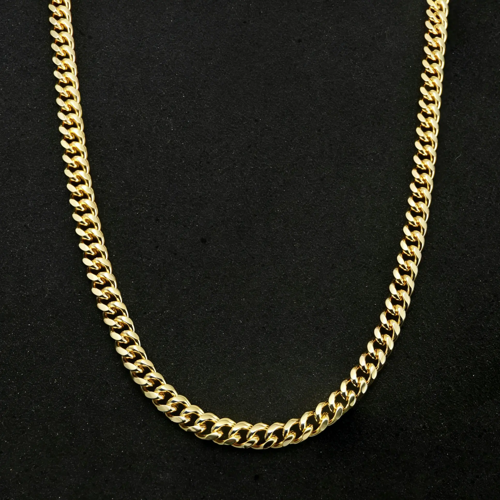 Lorvè 14K Gold-Plated Cuban Chain Necklace Choker for Men and Women Slim Cuban Link 4.3mm x 21.65inches Stainless Steel  Valentine Gift
