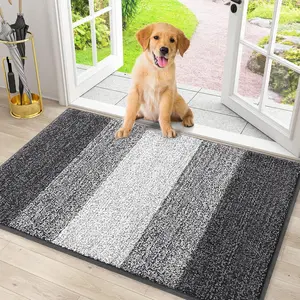Dog Door Mat for Muddy Paws, Absorbs Moisture and Dirt, Low-Profile Entryway Mat with Non-Slip Backing, Mud Mat for Dogs, Entry Indoor Doormat for Inside Floor (30x20 Inches, Grey)