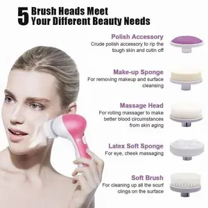 5-in-1 Multifunctional Facial Cleansing Device, Electric Facial Cleansing Brush, Facial Beauty Brush for Exfoliation and Skincare, Rotating Facial Cleansing Tool, Battery-Powered