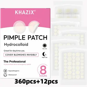 360 Pieces + 12 Patches Water Gel Acne Pimple Patch, Day & Night Use, Invisible Waterproof Gentle Skin Care, No Alcohol Aerosol, Notified Via Scpn/cpnp