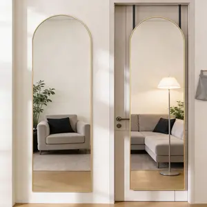 Full Length Mirror Arched Full Body Door Hanging Wall Mounted Aluminum Alloy Frame for Bedroom Dressing Room Entryway Modern Design