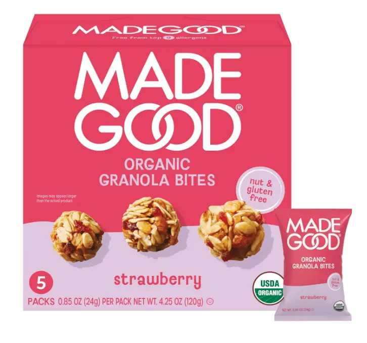 MadeGood Organic Strawberry Granola Bites, 5ct x 0.85oz
