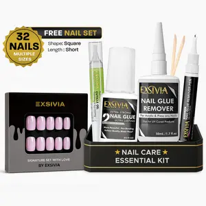Exsivia Nail Care Essential Kit - Bundle With Nail Glue, Nail Glue Remover, Cuticle oil & Nail Glue Remover outdoorfun