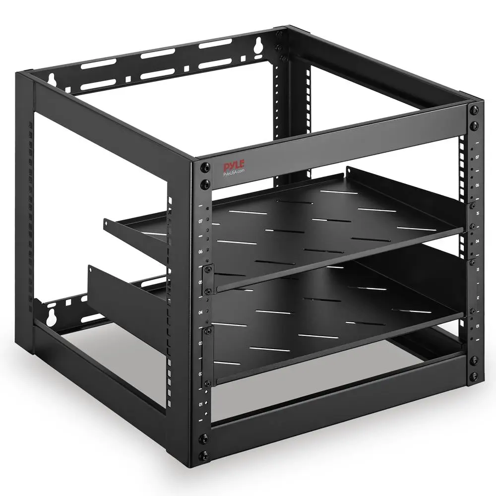 10U Heavy-Duty Steel Open Frame Rectangle Server Rack - Home & Office Storage Organizer with Lock Wheels, Vented Shelves, Easy Installation, 0.07" Column Thickness, (2) Hexagonal Screwdrivers with Red Handle, Routers & ATX Box Compatibility, Casual, Indoo