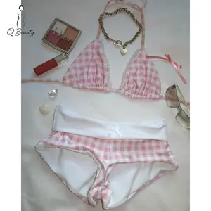 Q Beauty Women's 2 Piece Bikini Set Fashion Halter Neck Swimsuit with Shorts Summer Two Piece Bathing Suit Stretchy Quick-Drying Fabric Multi-color - Womenswear