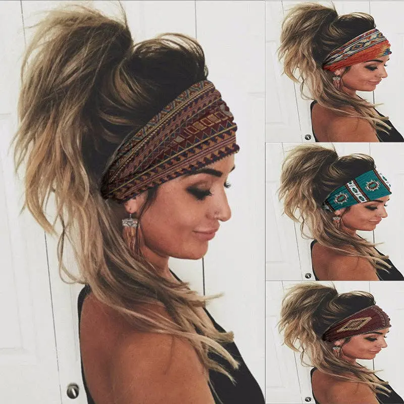 Ethnic Vintage Wide-Print Sports Headband, Affordable Fashion High-Quality Versatile Accessory for Daily Wear, Sports Use