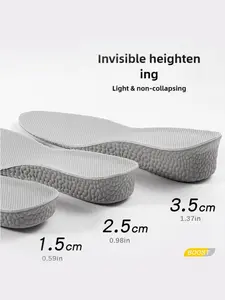 Height Increasing Shoe Insoles, Invisible Heightening Insoles, Eva Material Shock Absorption, Shock Absorbing Insoles, Breathable Comfort, Unisex Available in Three Heights, All Seasons, Lift Inserts
