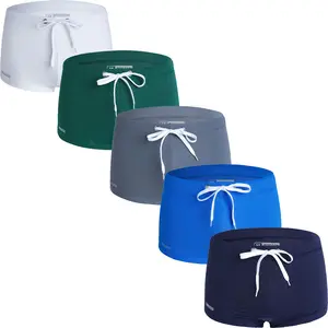 Men's Square Leg Swim Trunks 3-Pack |   Quick Dry Breathable Swimwear |   Solid & Dotted Patterns for Pool & Beach