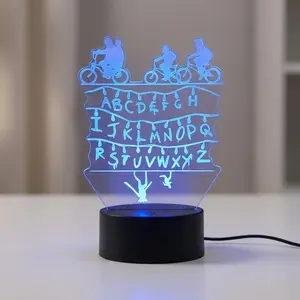 Stranger Things 3D Optical Illusion LED Light Bedroom Lamp - USB Rechargeable, Creative Home Decor, Ideal for Game Room, Valentines Gift for Bf, Easter Gift for Kids