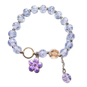 Bead Bracelet - Purple Flower