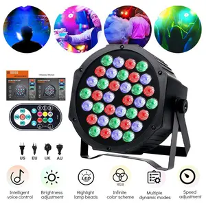 Dj Lights, 36 LED Par Lights Stage Lights with Sound Activated Remote Control & DMX Control, Stage Lighting Uplights for Wedding Club Music Show Christmas Holiday Party Lighting - 1 Pack