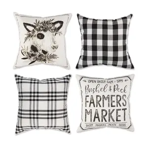 Design Imports S/4 Cow & Farmers Market Pillowovers