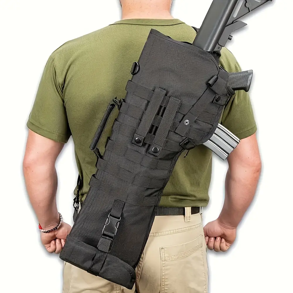 Tactical Shotgun Gun Bag Scabbard with MOLLE Webbing & Adjustable Shoulder Sling, 23"-28"l x 9.5"w 370g Hunting & Shooting Accessory, Black
