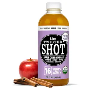 32oz Organic Apple Cider Vinegar Wellness Shots with Ginger, Turmeric, Honey, Cinnamon and Cayenne by The Twisted Shot